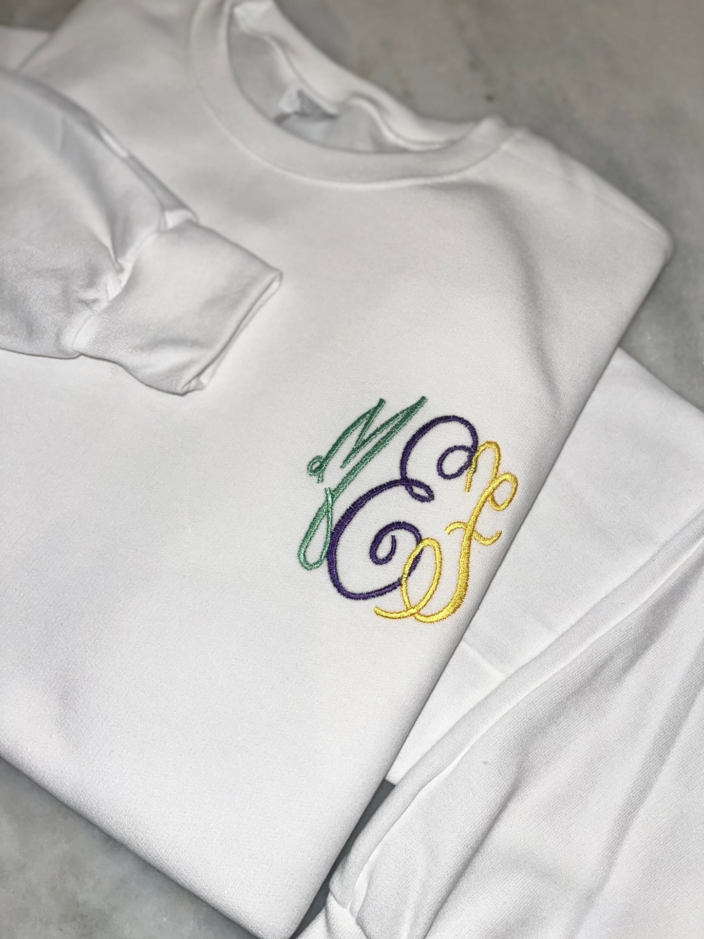 Mardi Gras Fleur De Lis Threaded Monogram Pocket
