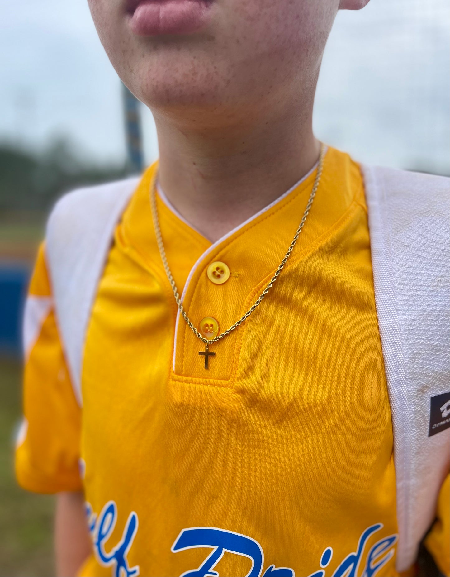 18K Gold Plated Rope Link Cross Necklace
