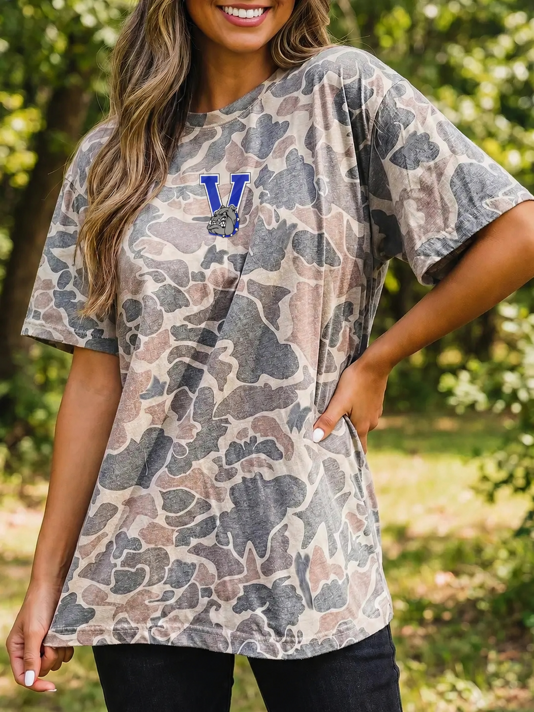 Oversized Camo + Logo Tee