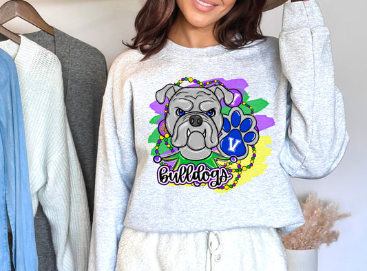 Bulldogs Mardi Gras (Vibrant Colors)