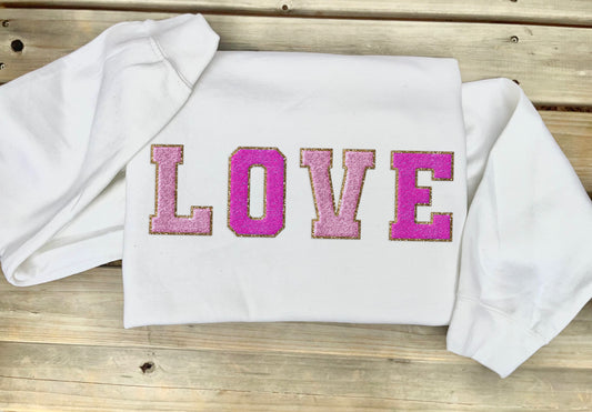 LOVE Faux Embroidery & Glitter