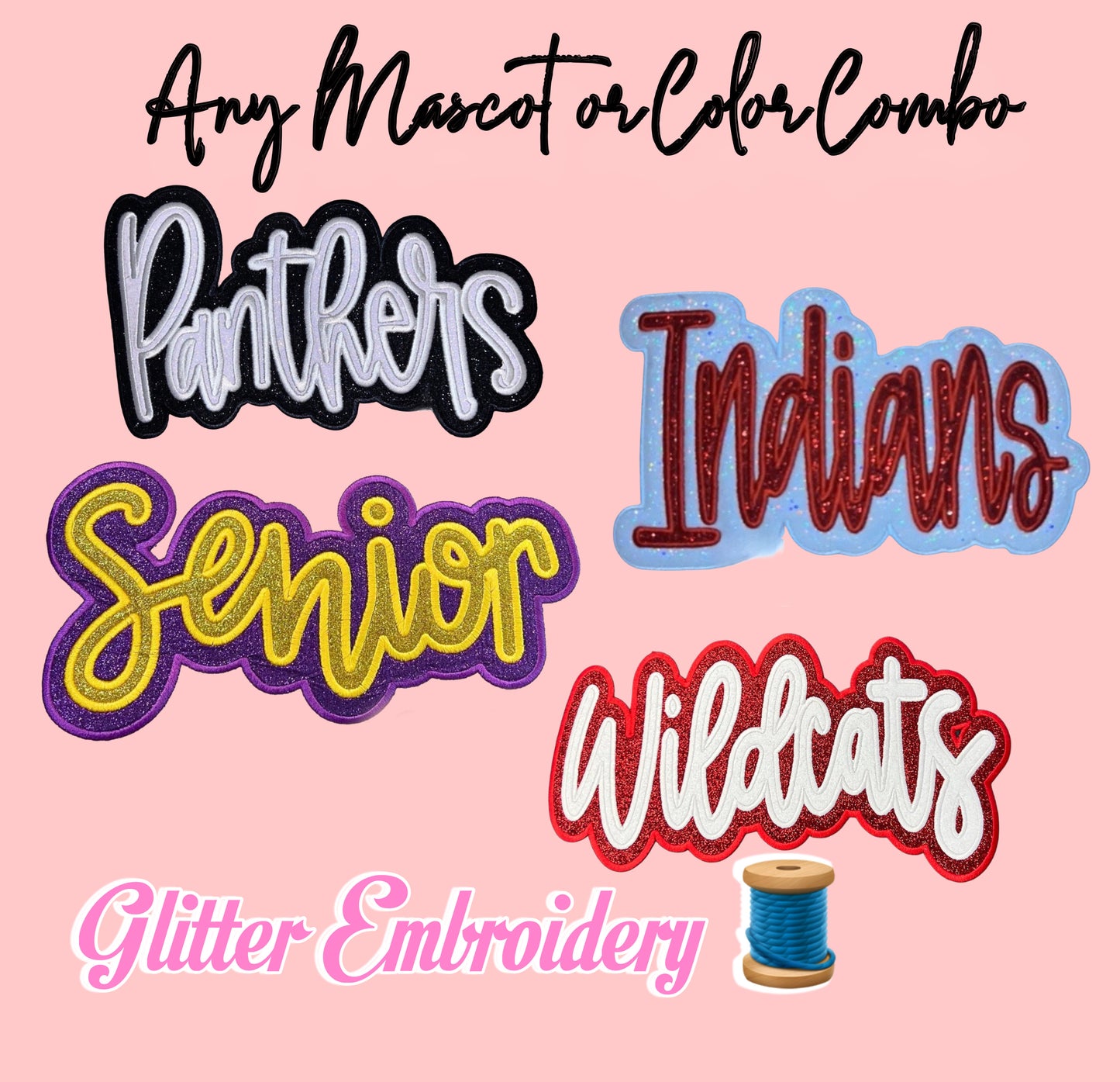 Double Stitch Glitter Mascot Embroidery