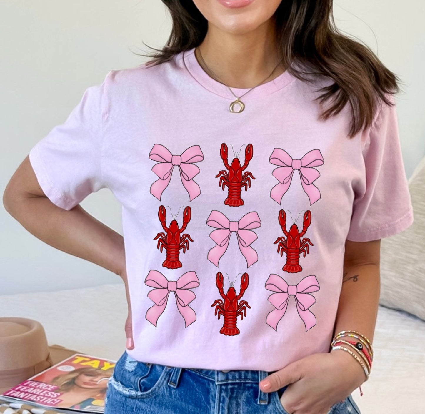 Crawfish & Pink Bow Coquette