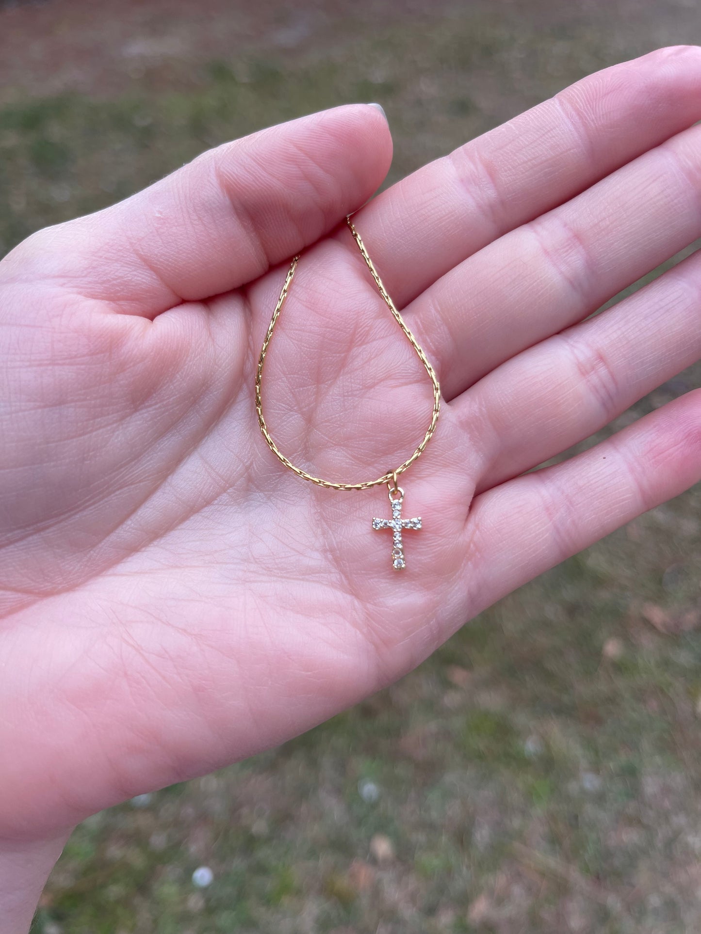18K Gold Plated Necklace with a Tiny Cross Charm