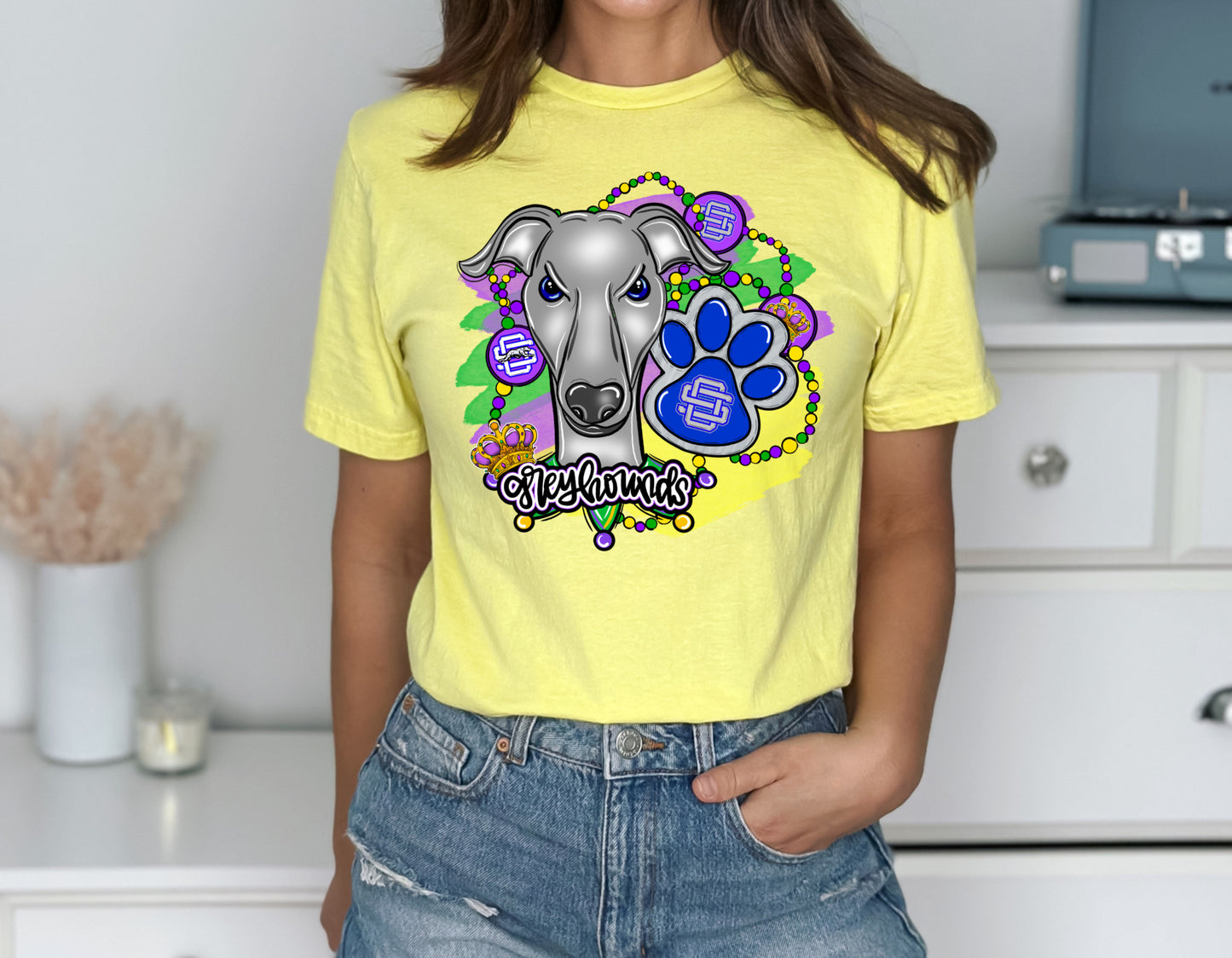Greyhounds Mardi Gras (Vibrant Colors)