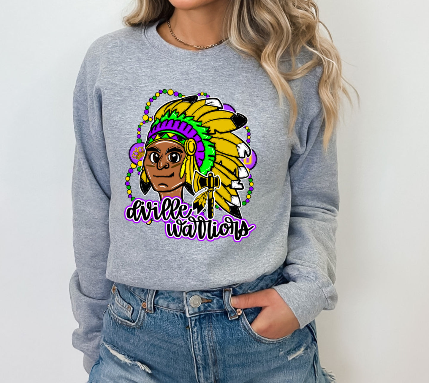 Diberville Warriors Mardi Gras (Vibrant Colors)