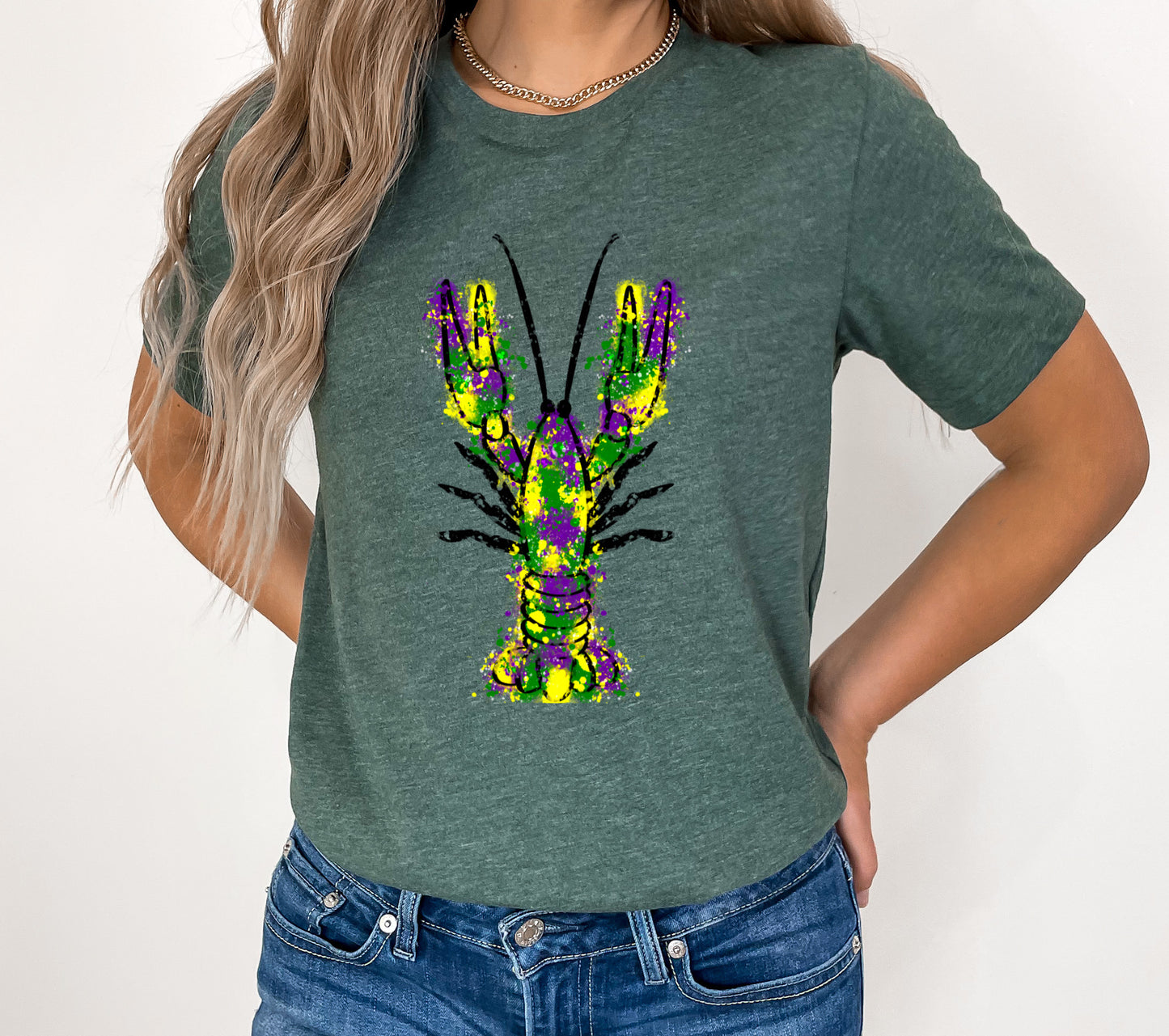 Mardi Gras WaterColor Crawfish