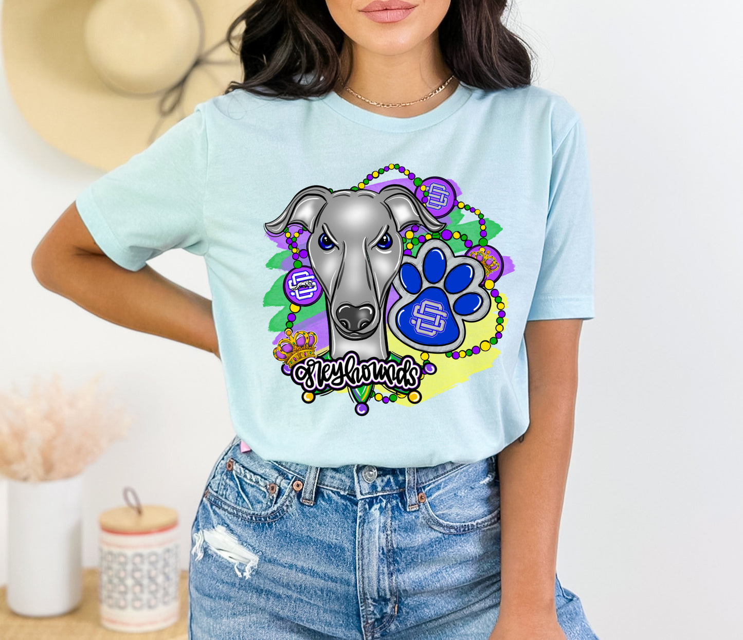 Greyhounds Mardi Gras (Vibrant Colors)