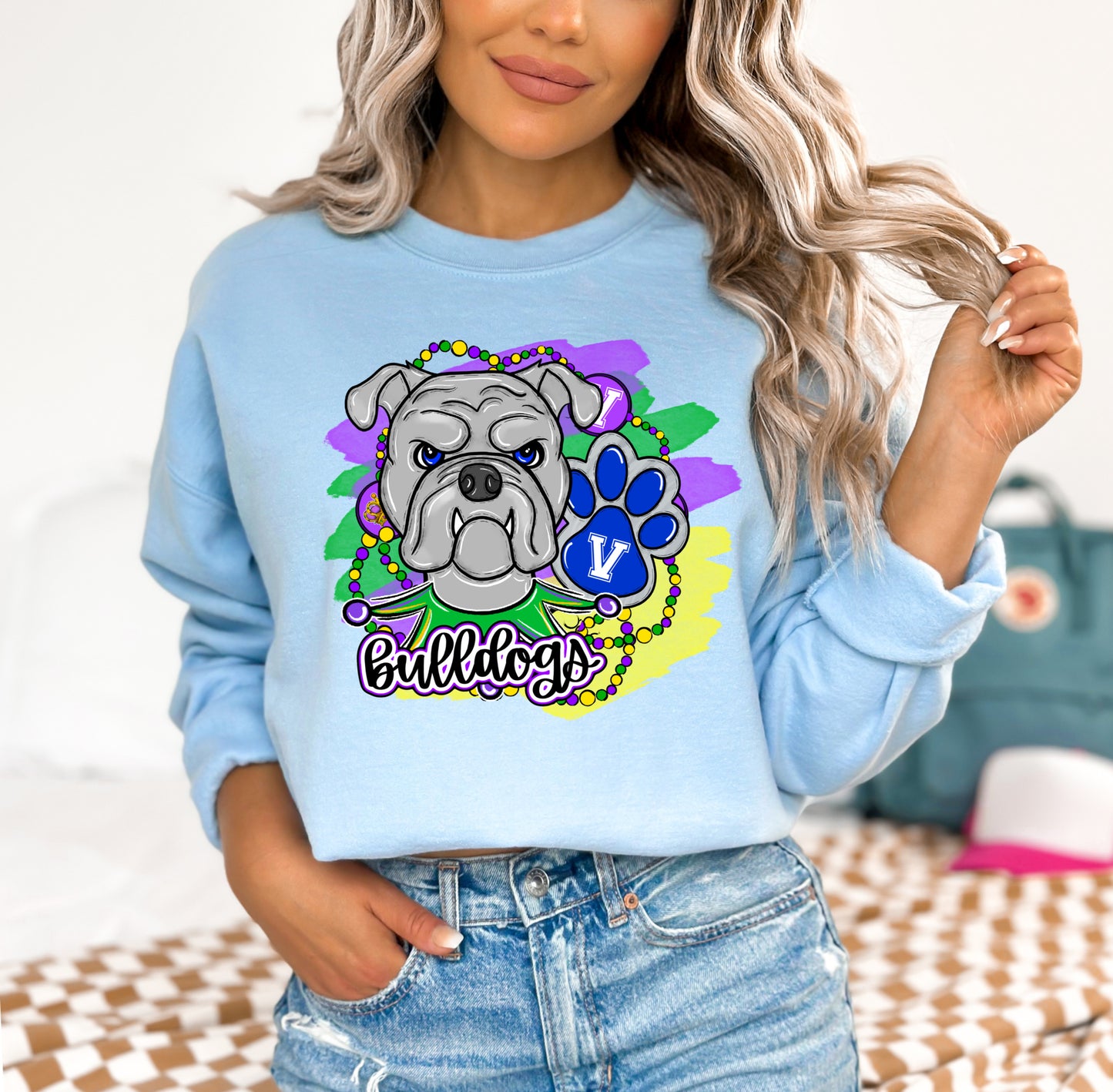 Bulldogs Mardi Gras (Vibrant Colors)