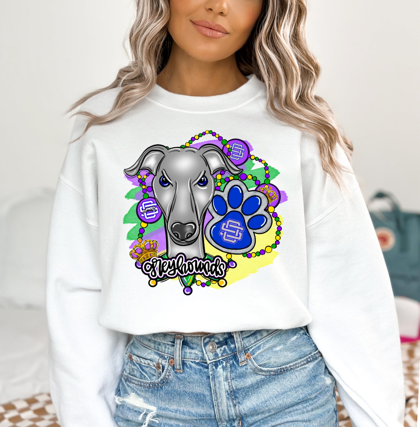Greyhounds Mardi Gras (Vibrant Colors)