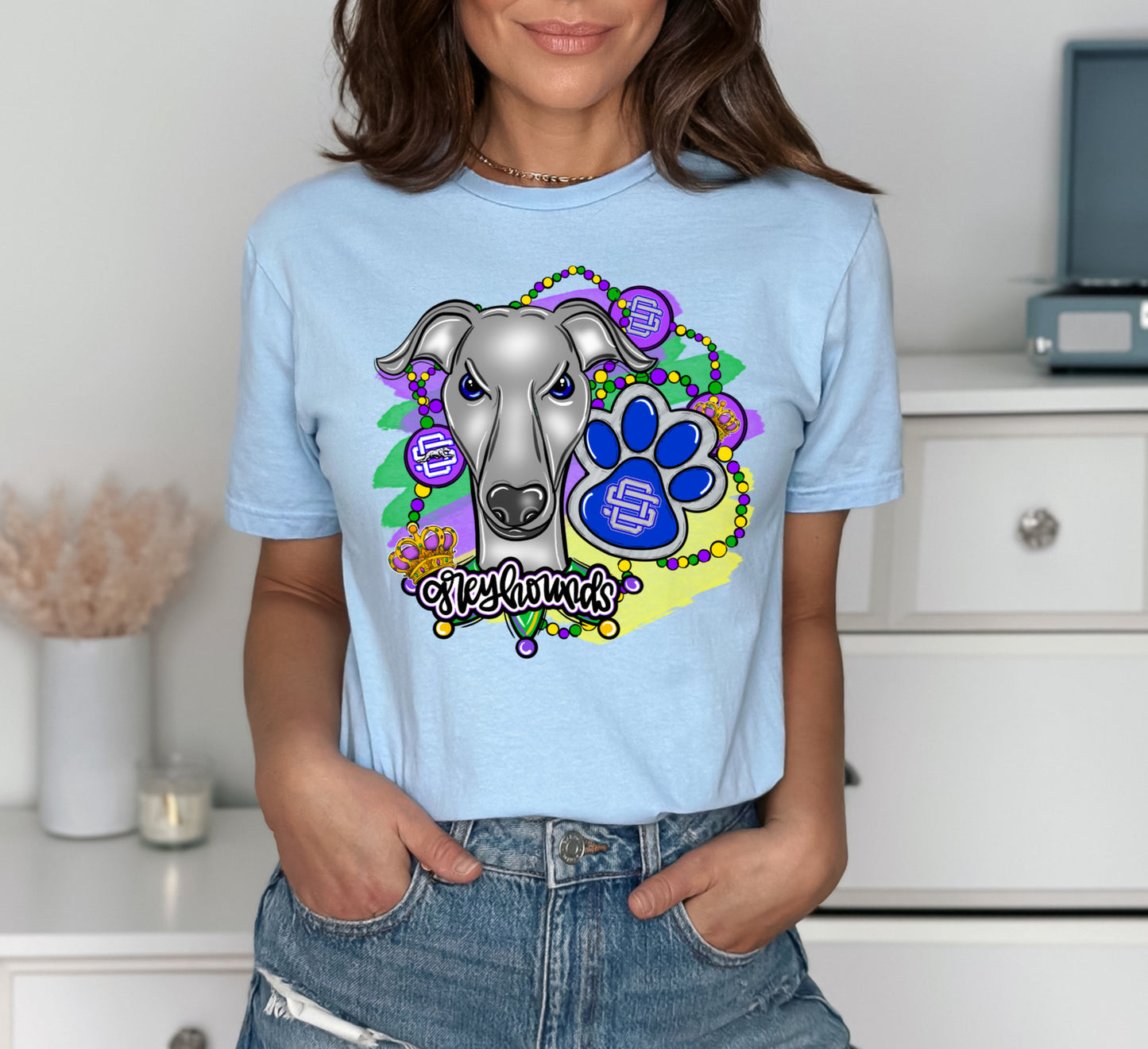 Greyhounds Mardi Gras (Vibrant Colors)