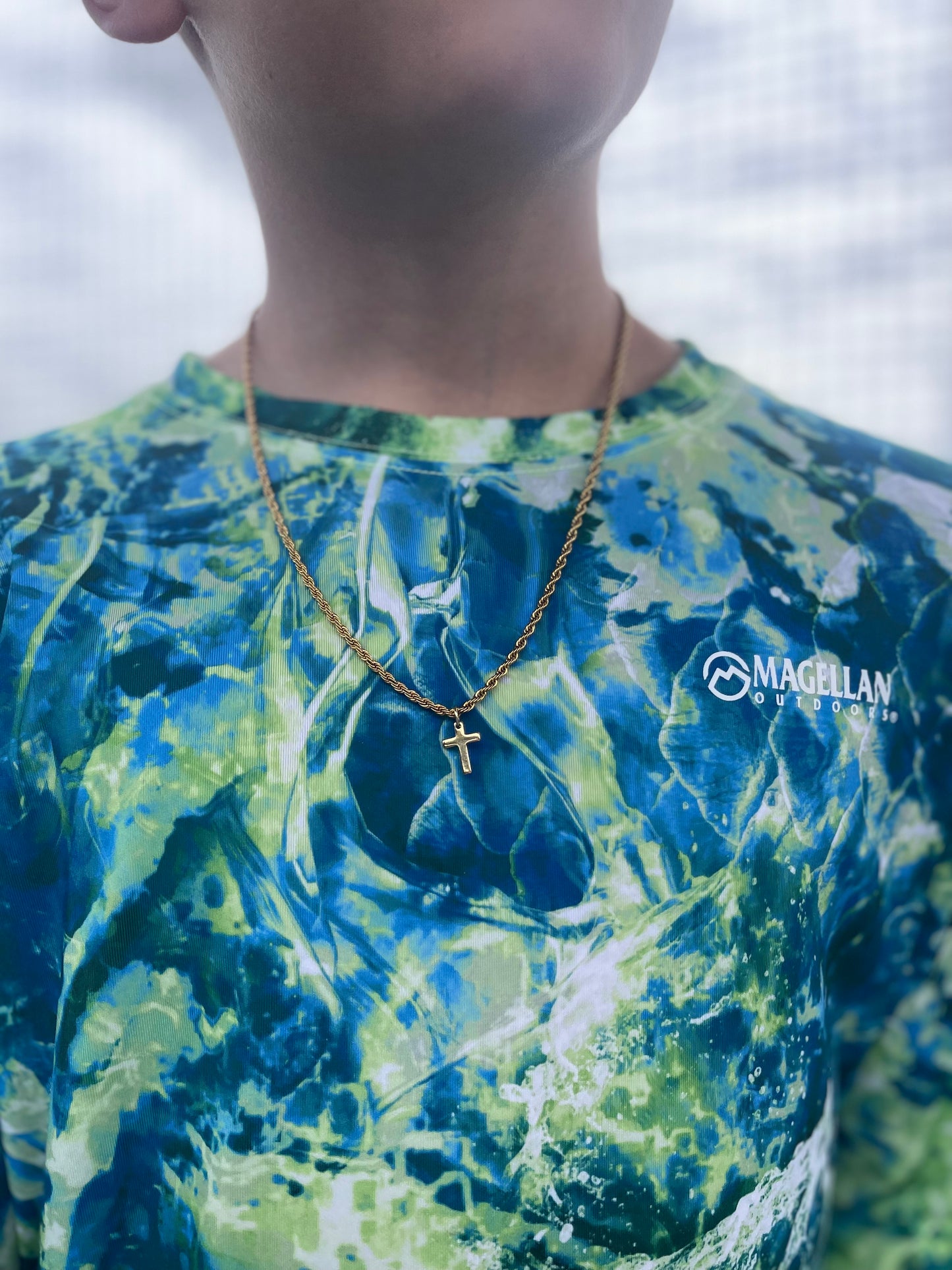 18K Gold Plated Rope Link Cross Necklace