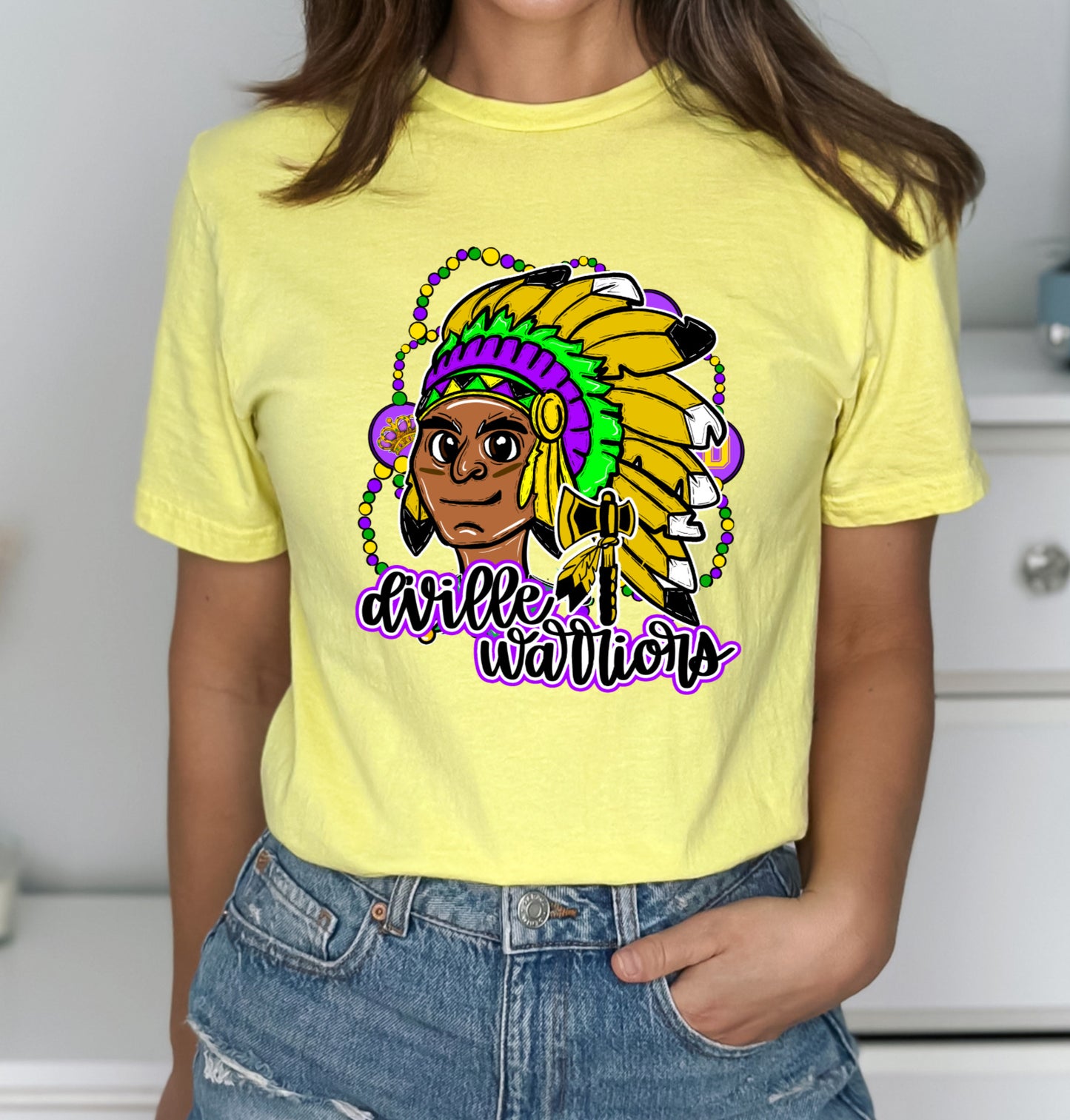 Diberville Warriors Mardi Gras (Vibrant Colors)