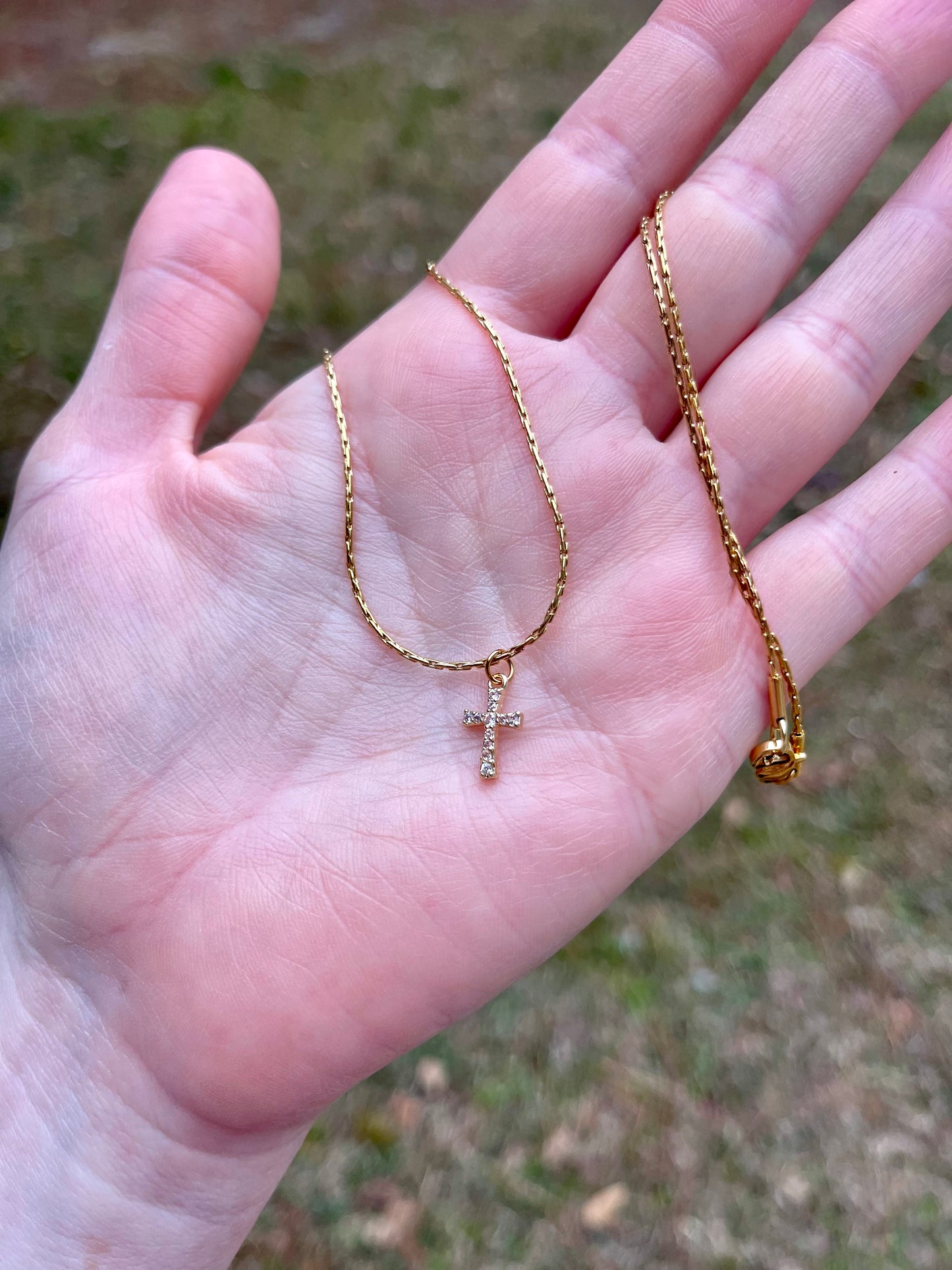 18K Gold Plated Necklace with a Tiny Cross Charm