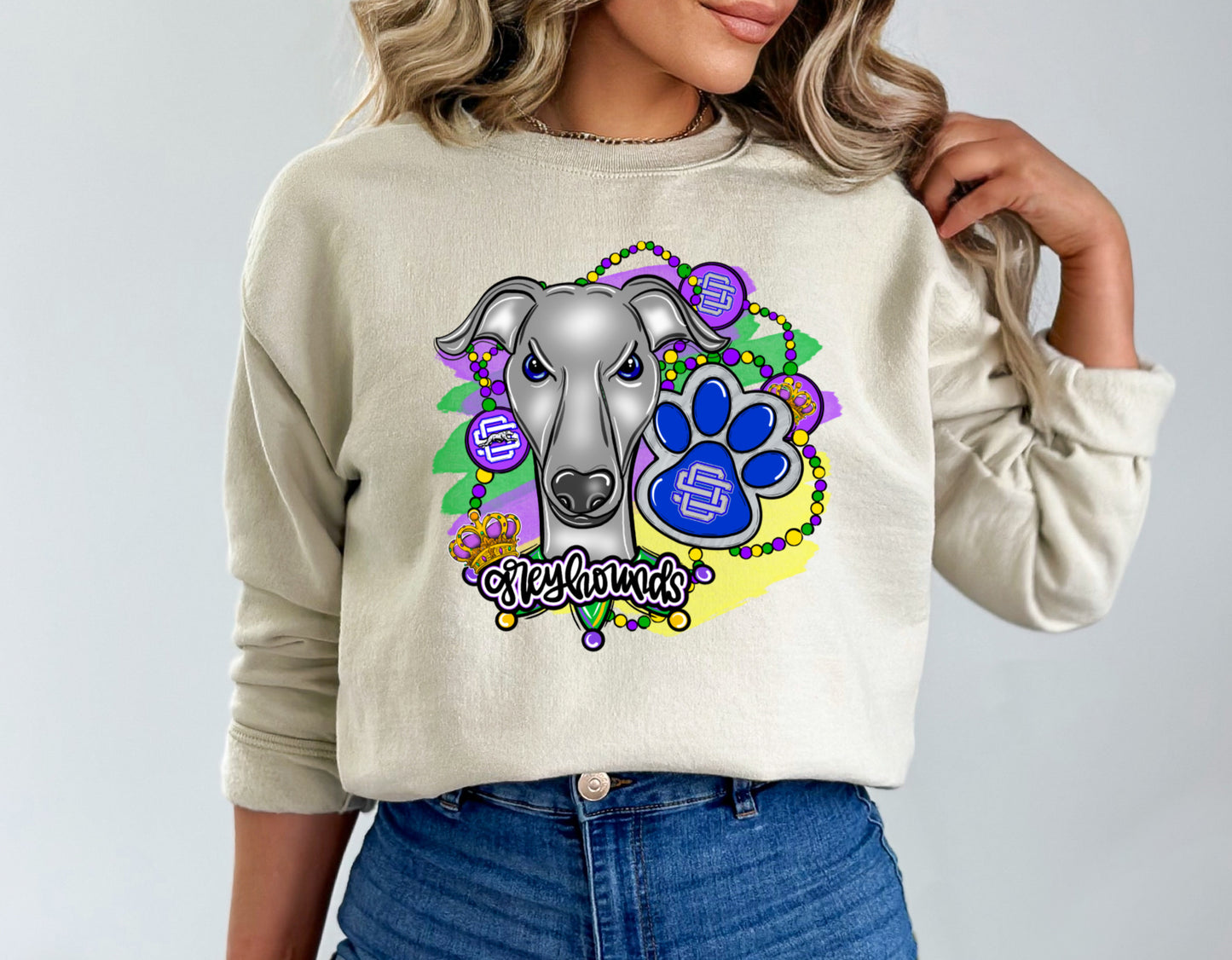 Greyhounds Mardi Gras (Vibrant Colors)