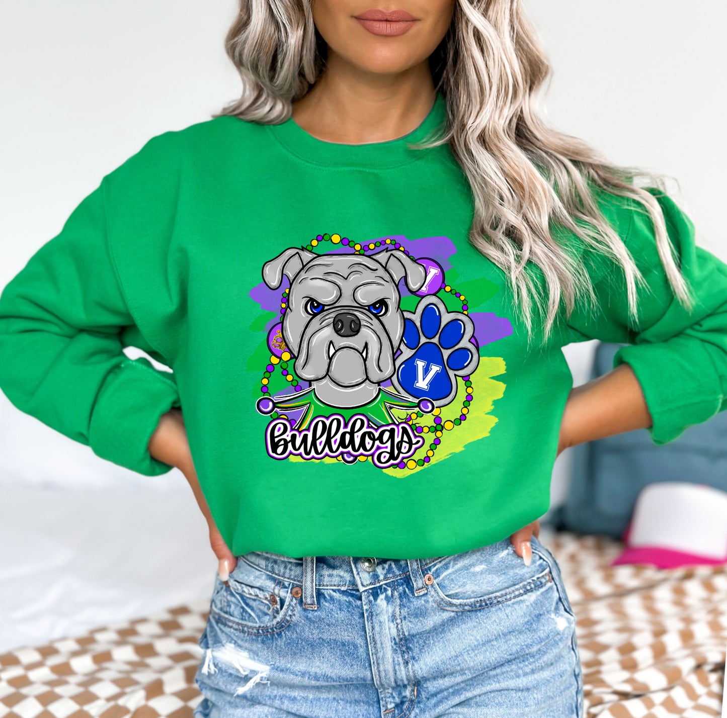 Bulldogs Mardi Gras (Vibrant Colors)