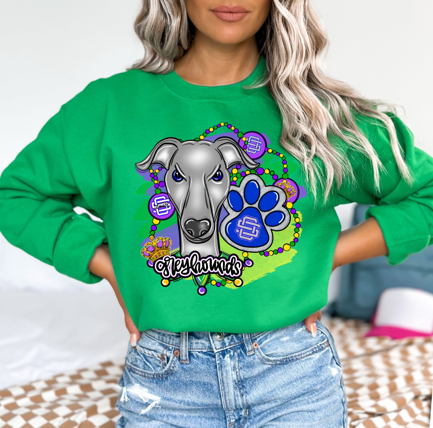 Greyhounds Mardi Gras (Vibrant Colors)