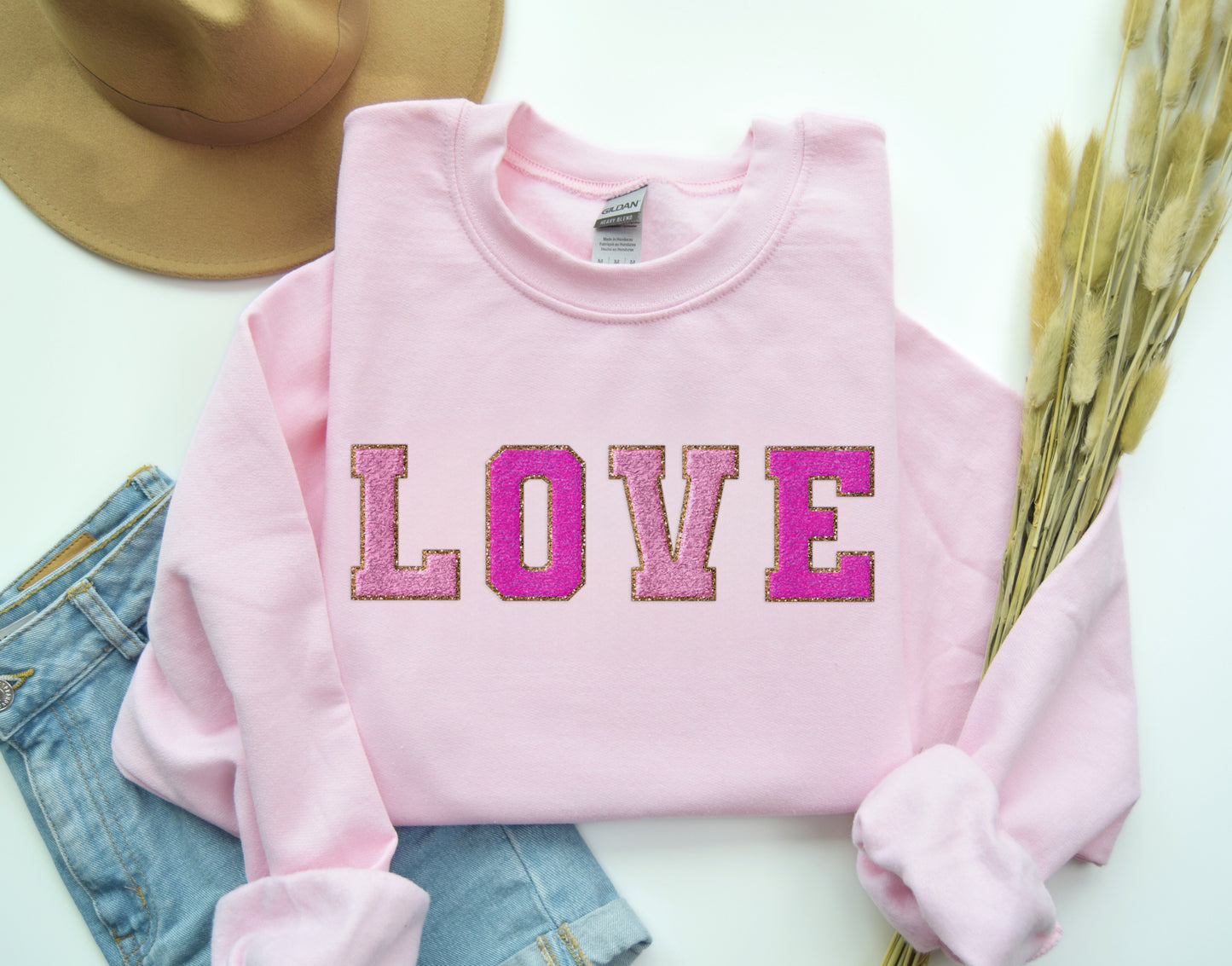 LOVE Faux Embroidery & Glitter