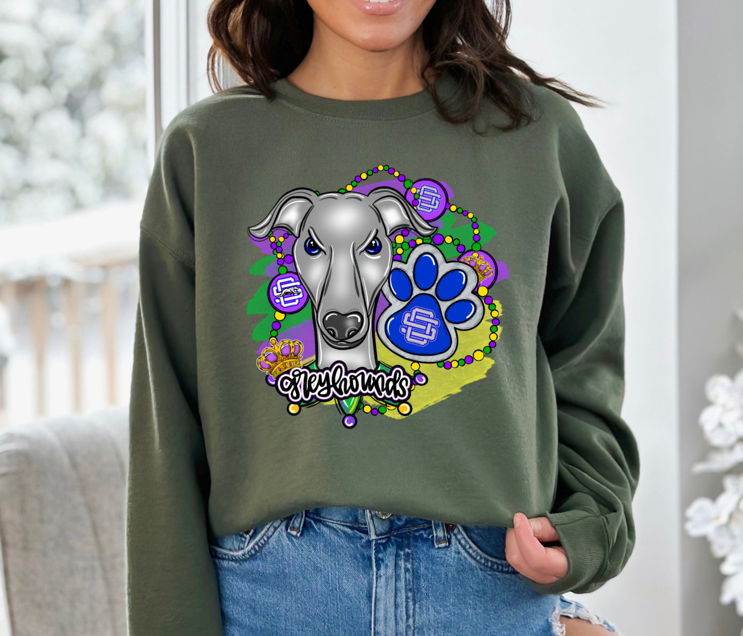 Greyhounds Mardi Gras (Vibrant Colors)