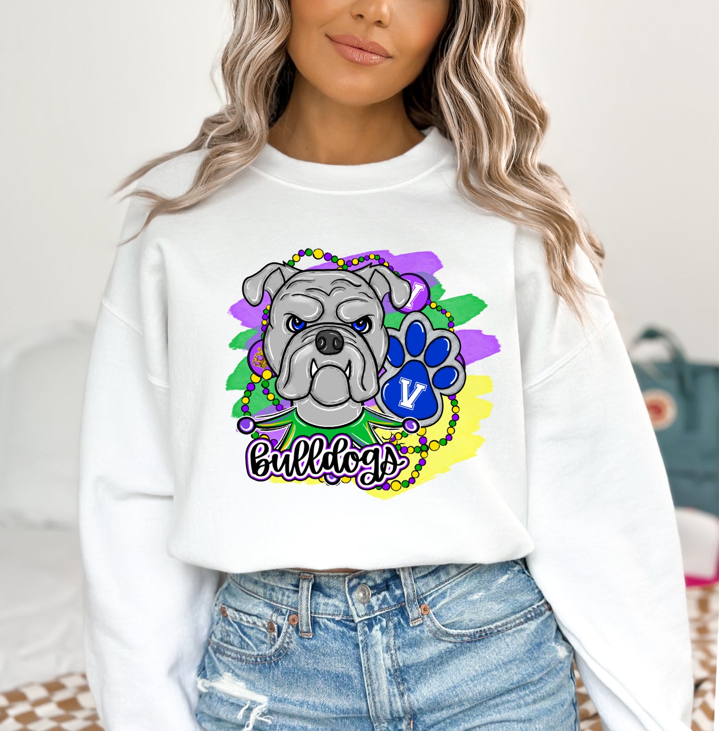 Bulldogs Mardi Gras (Vibrant Colors)