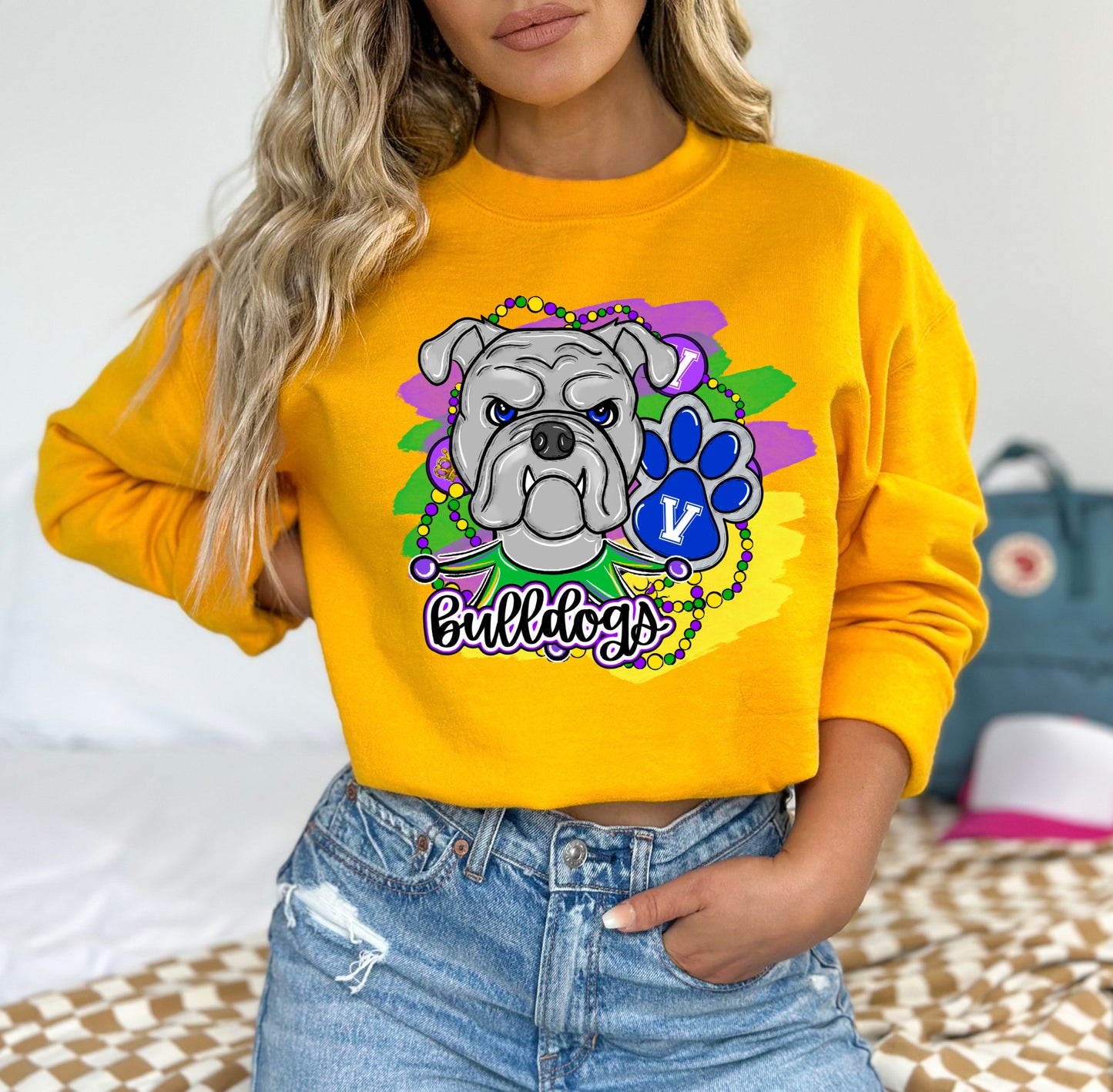 Bulldogs Mardi Gras (Vibrant Colors)