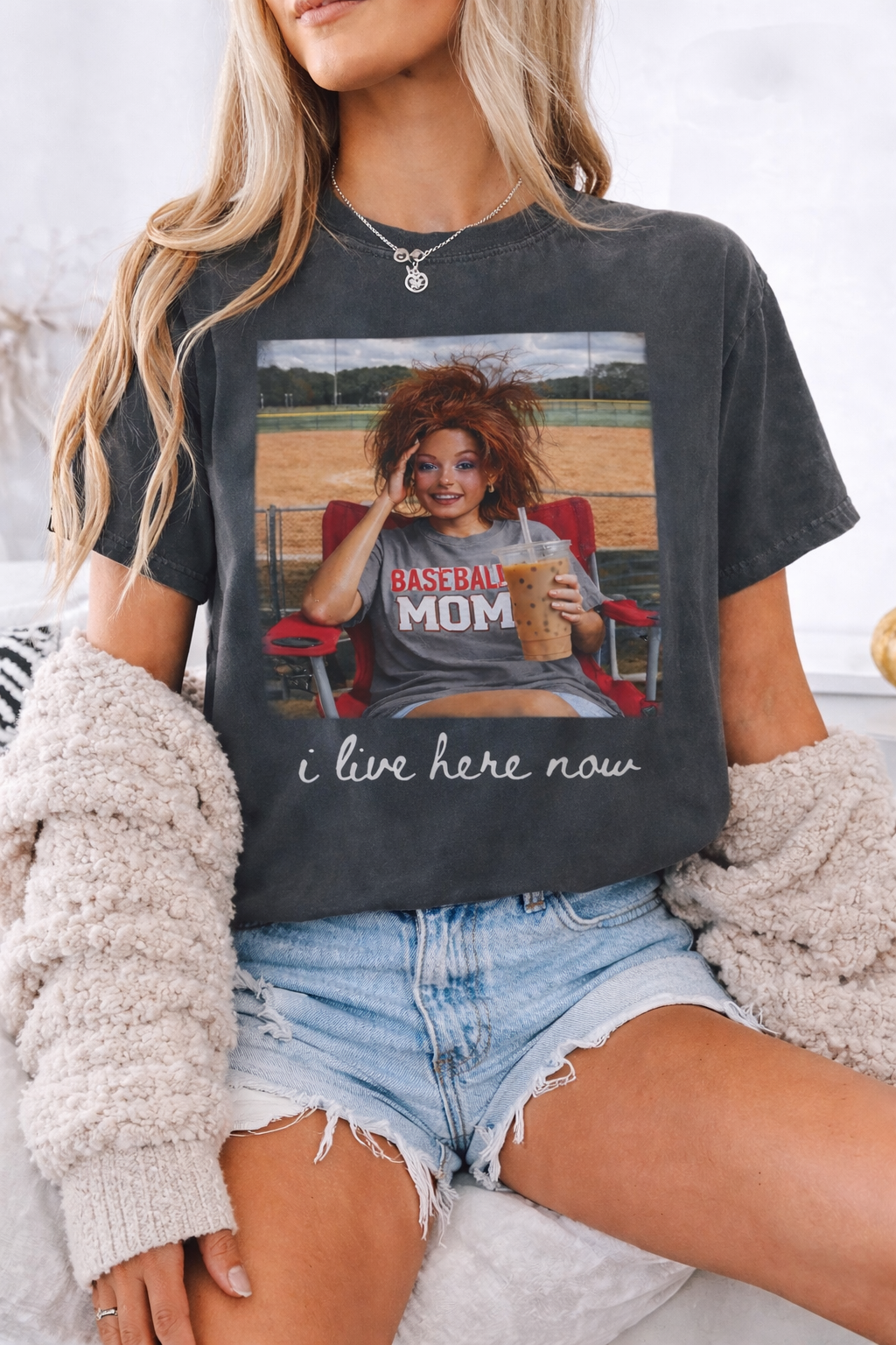 I Live Here Now Softball Mom