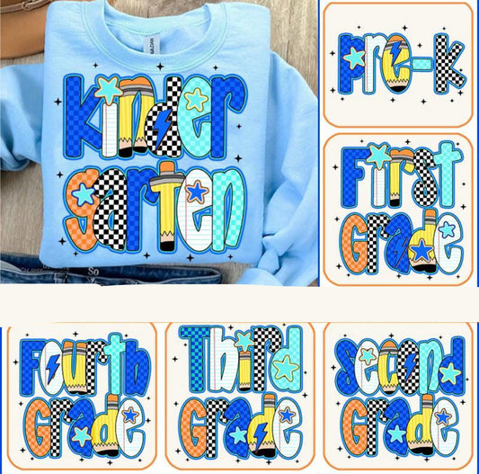 Blue School Letters (Tell me which in checkout notes)
