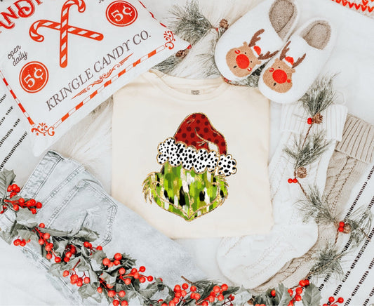 Watercolor Glitter Grinch