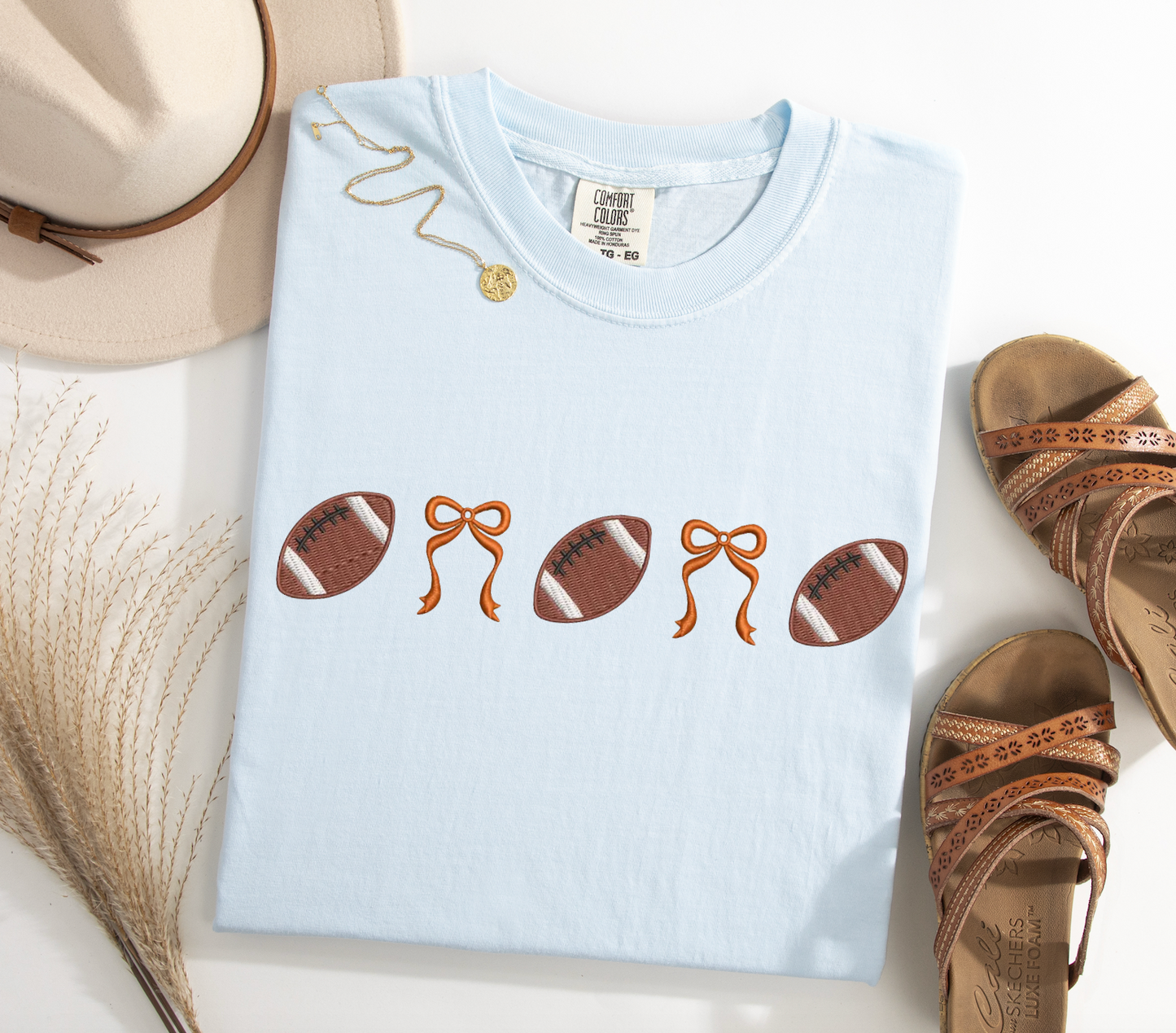 Embroidered Bows & Footballs