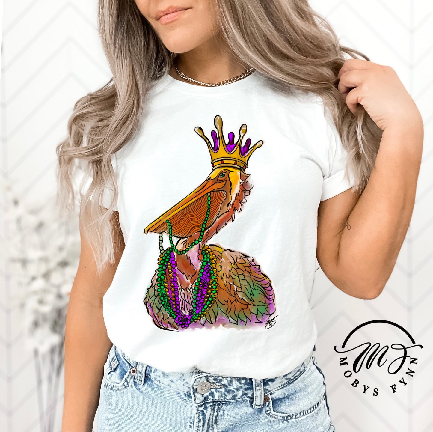 Mardi Gras Pelican W/Feathers